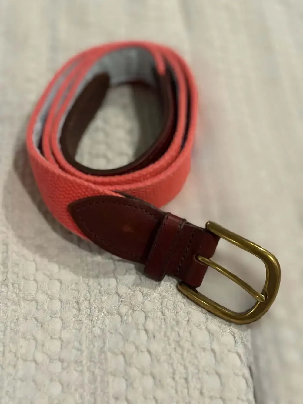 The Belted Cow Co. Pink Canvas Lobster Embroidered Belt